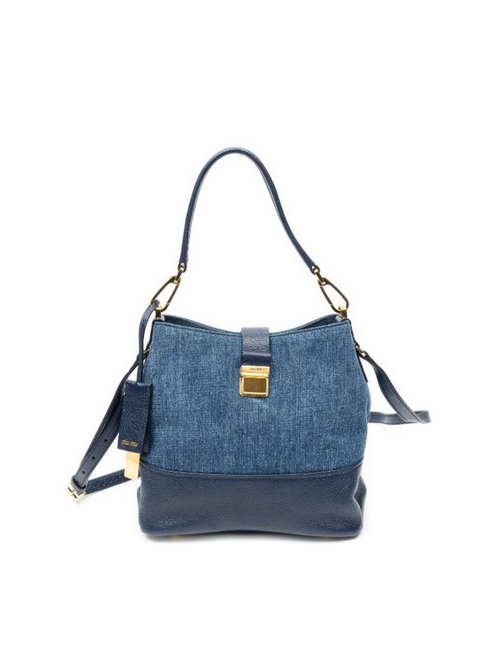 Miu Miu Push Lock Crossbody Blue Denim Canvas